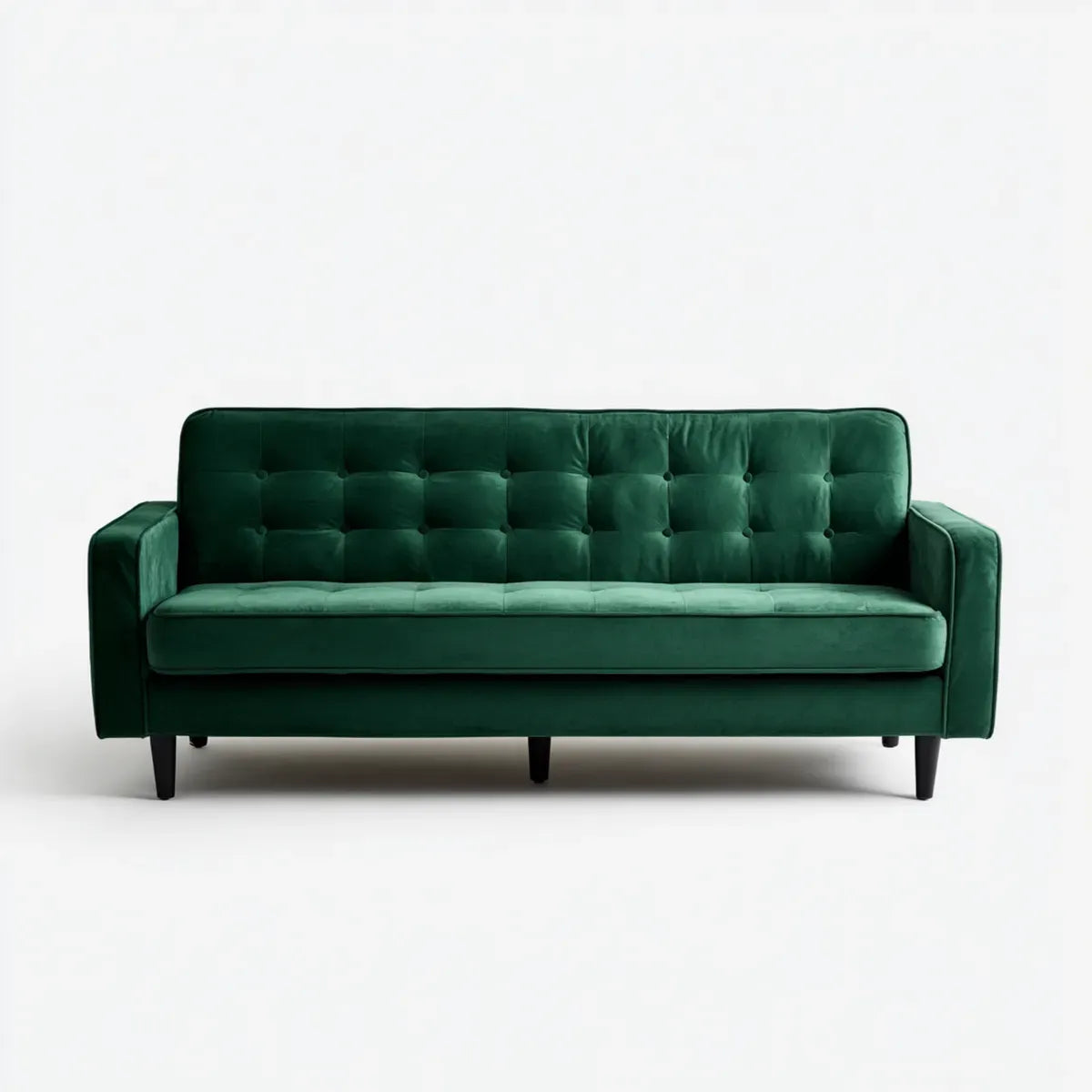 Sofa, 3 fotele zielone prostokątne poliestrowe aksamitne sofa 180 x 80 x 85 cm