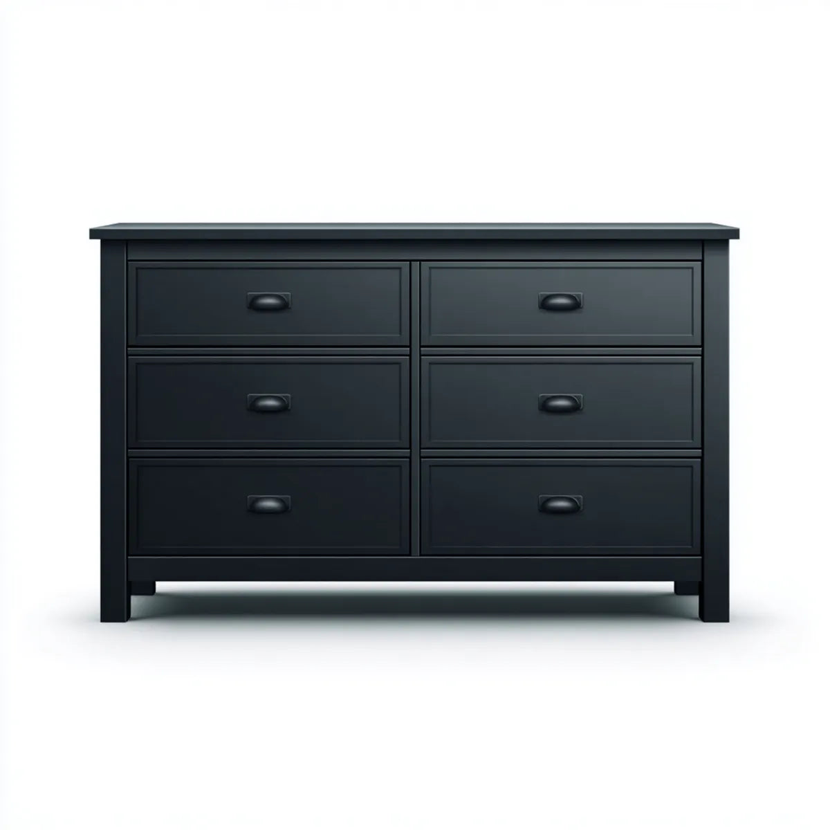 Komoda, Kasettiera 6 Czarne szuflady 140 x 45 x 90 cm w prostokątnym MDF