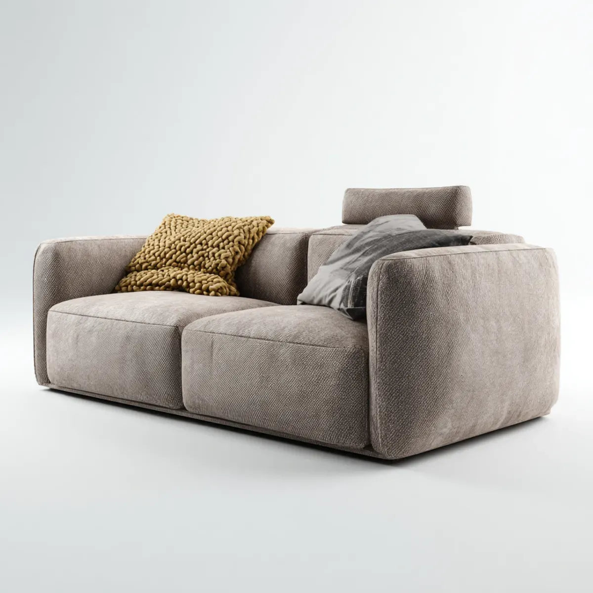 Sofa 2 miejsca taupe w kształcie prostokątnym kształt poliestrowy cylindryczny kształt 200 x 105 x 78 cm