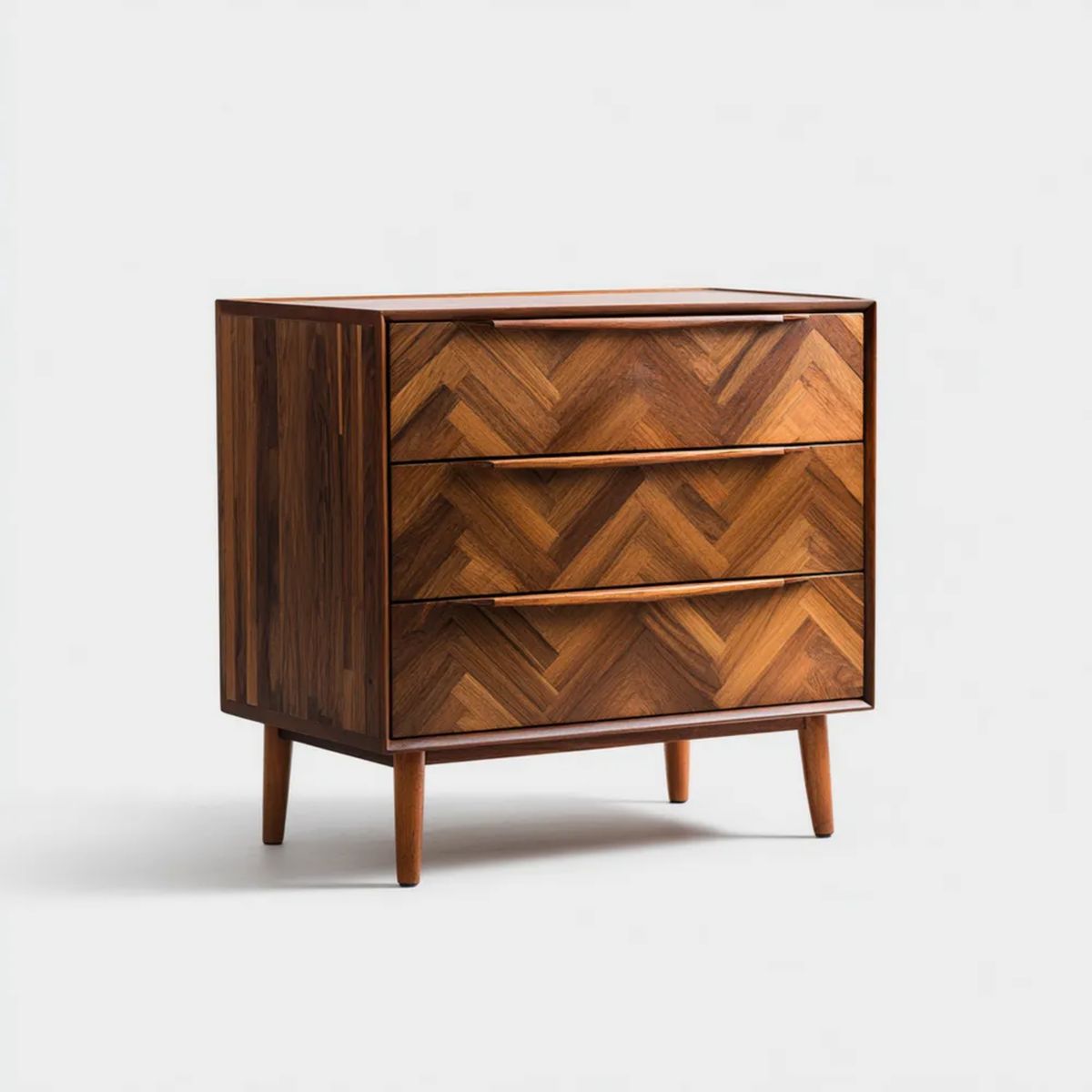 Komoda, Prostokątny drewniany komfort z 3 szuflady brązowy orzech 80 x 40 x 90 cm