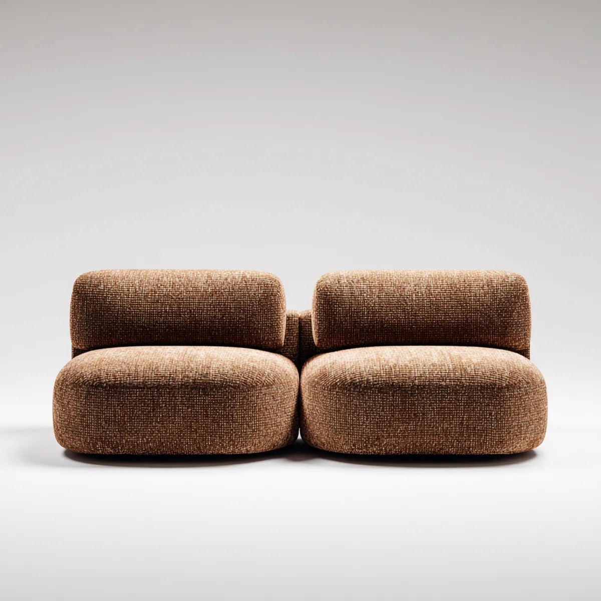 Sofa, Modułowa sofa 2 fotele brązowy poliester 180 x 95 x 70 cm