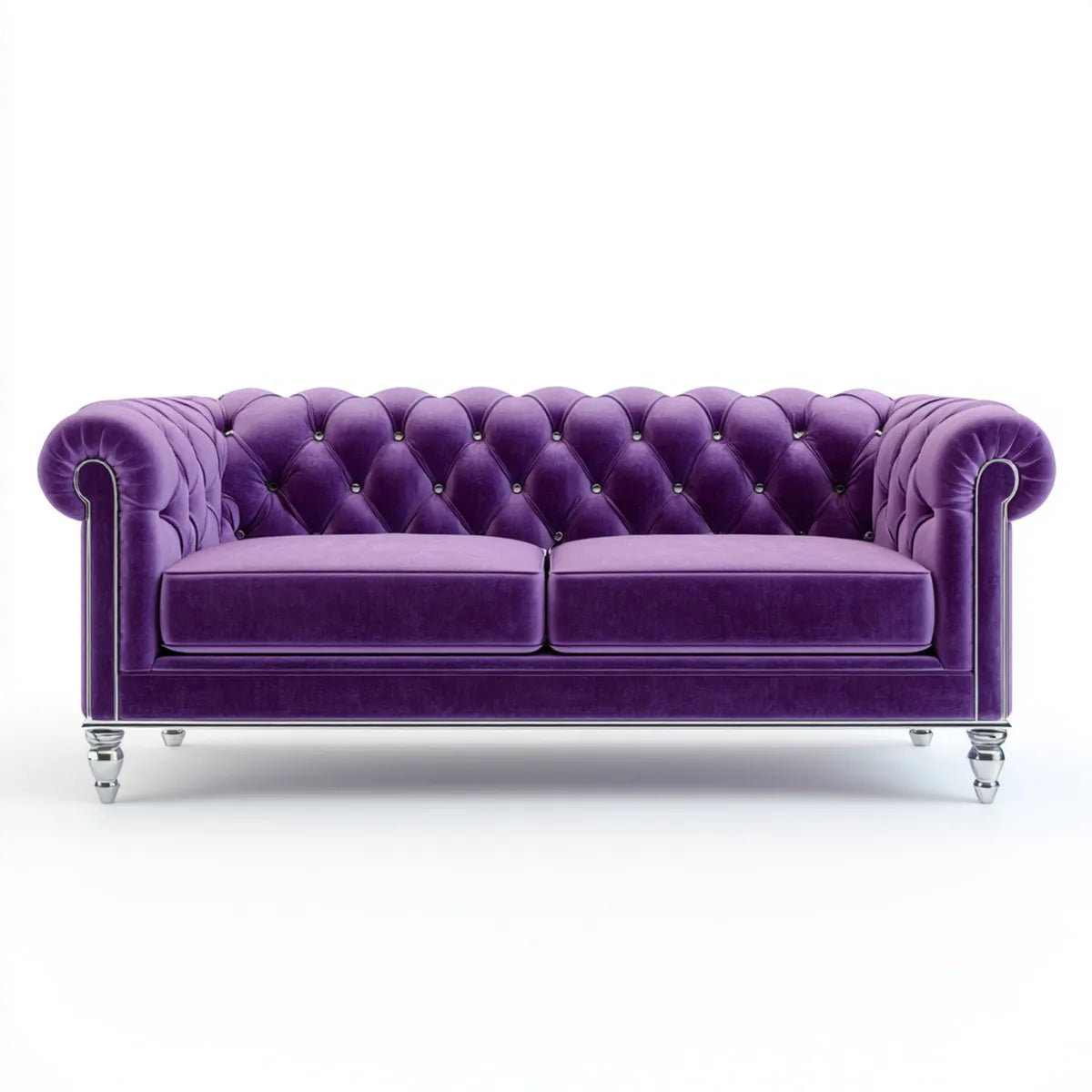 Sofa, Chesterfield sofa 2 miejsca fioletowy w prostokątna poliester aksamit 190 x 90 x 78 cm