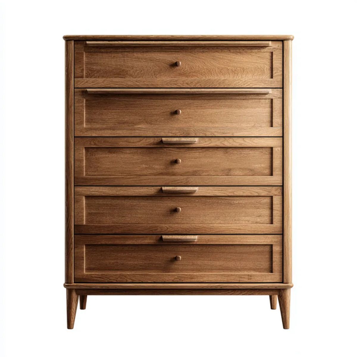 Komoda, Prostokątny drewniany komfort z 5 szuflady brązowy 90 x 45 x 120 cm
