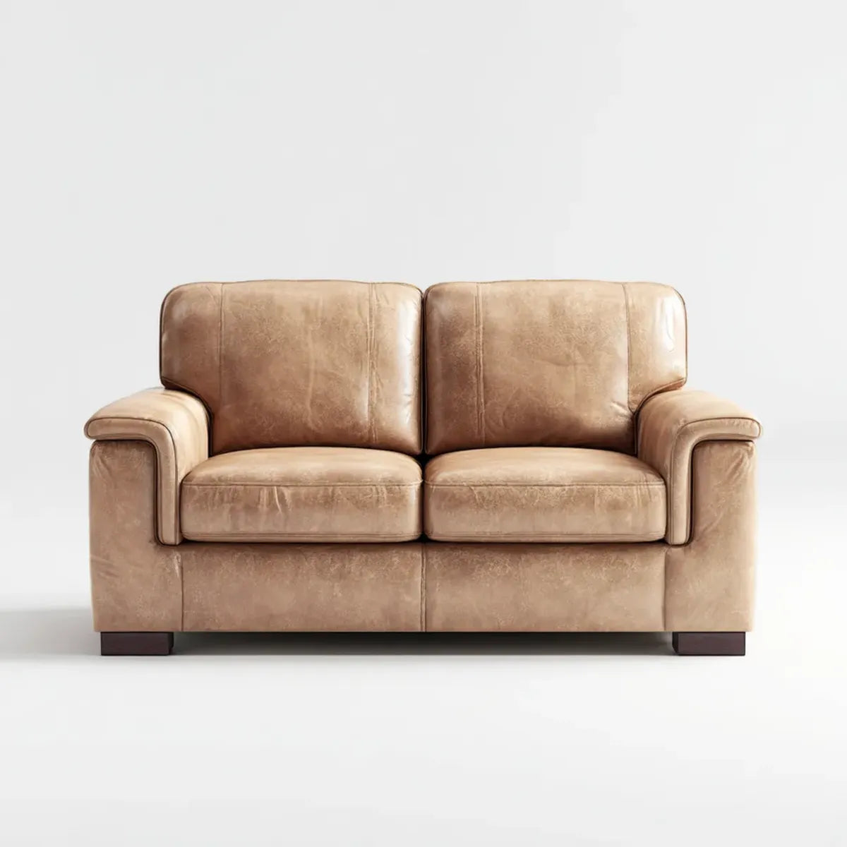 Sofa 2 jasnobrązowa skóra PU prostokątna efekt rocznika 152 x 89 x 86 cm