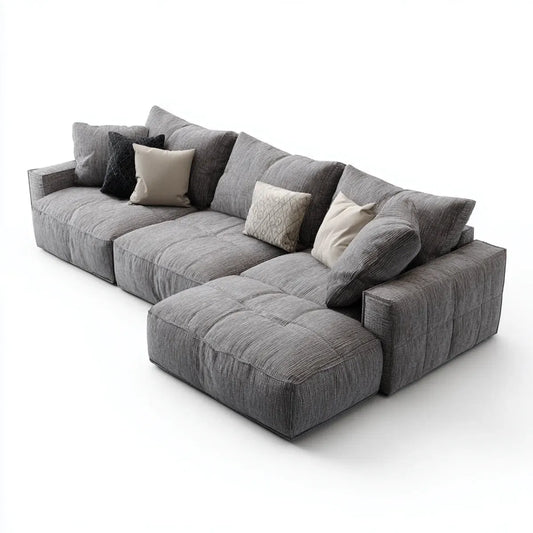 Sofa narożna z krzesełkiem z szarym krzesełkiem 300 x 170 x 85 cm poliester L