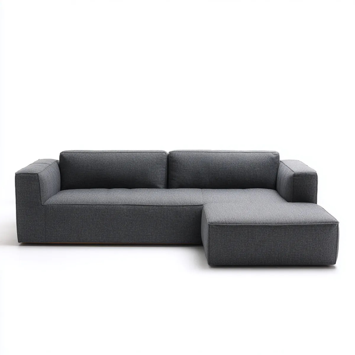Sofa narożna L ciemnoszara 240 x 160 x 85 cm poliester z siekierą z prawej strony
