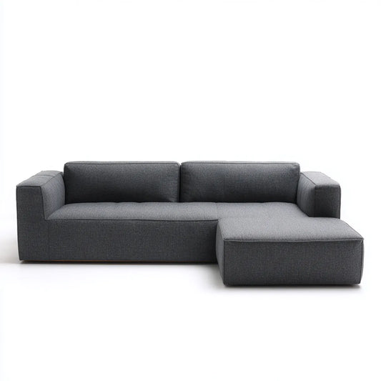 Sofa narożna L ciemnoszara 240 x 160 x 85 cm poliester z siekierą z prawej strony
