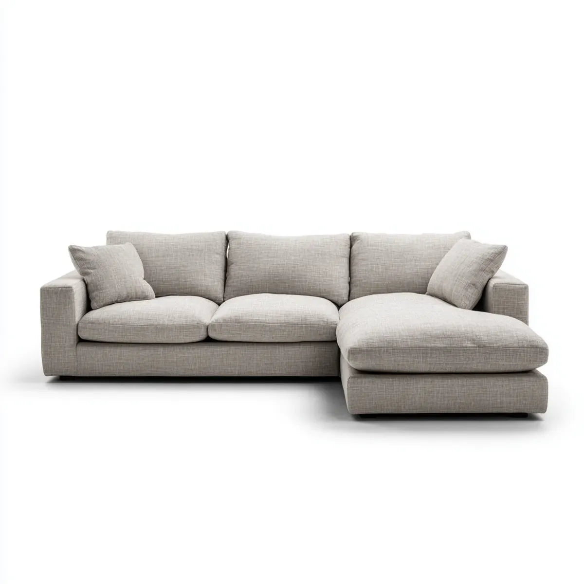 Sofa, Kanapa narożna 3 fotele z krzesełkiem z prawej szarej gołębi 280 x 165 x 85 cm poliestrowa powłoka L kształt