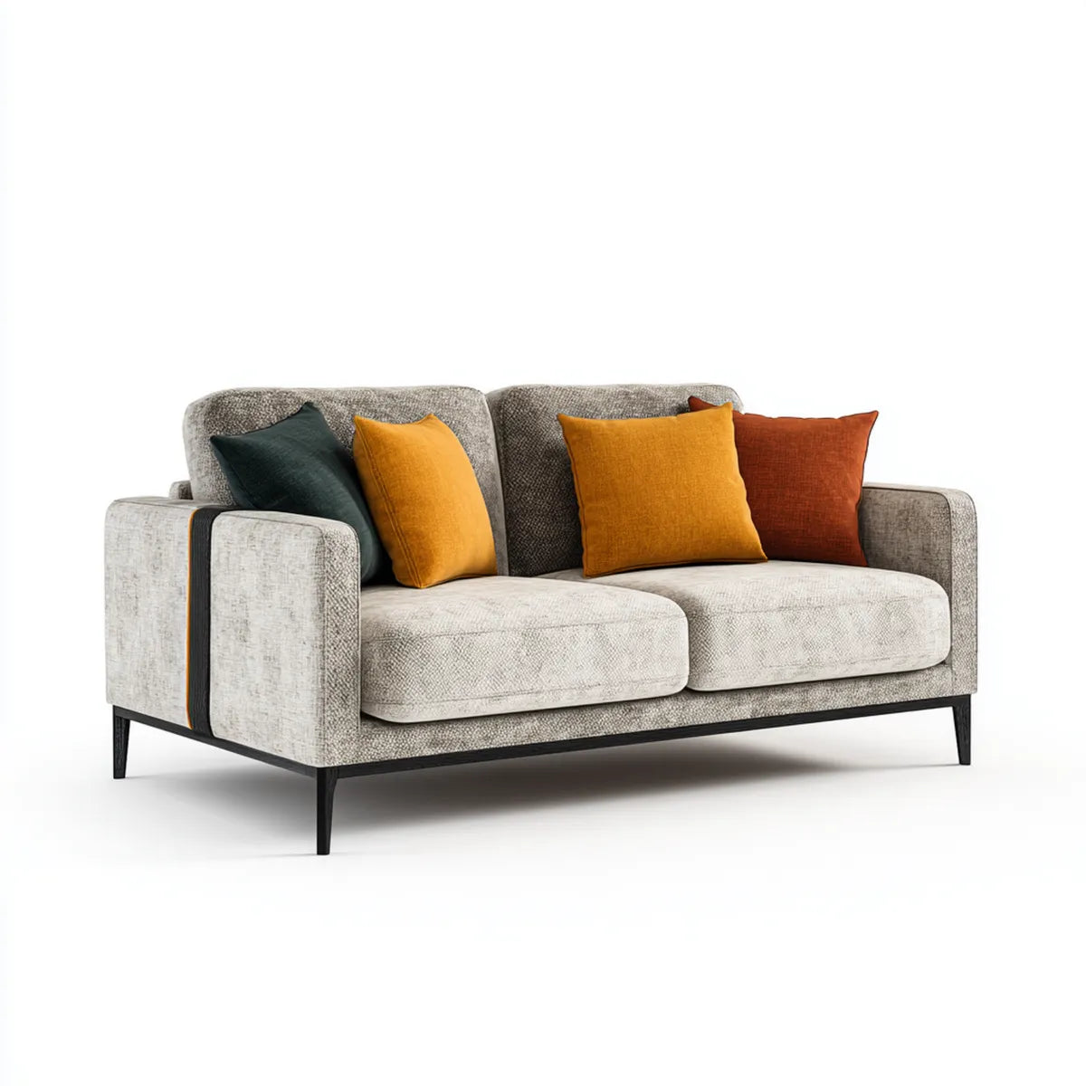 Sofa 2 umieszcza jasnoszary 180 x 85 x 82 cm w poliestrze o kształcie prostokątnym do stalowych nóżek