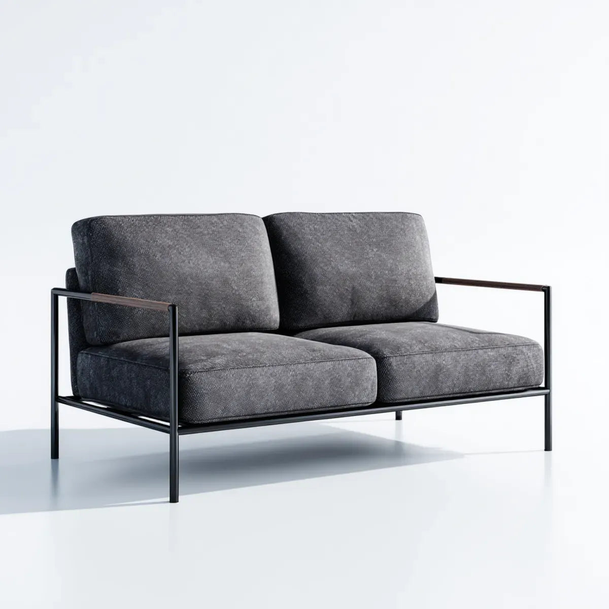 Sofa 2 umieszcza szary antracyt 140 x 78 x 78 cm w poliestrze z prostokątną stalową ramą