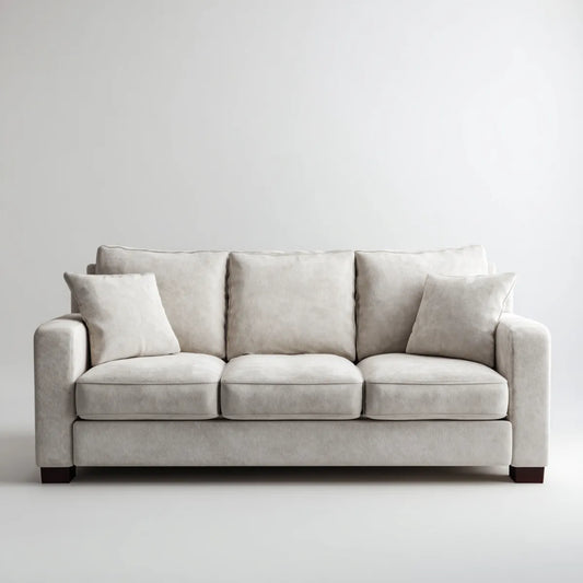sofa 3-osobowa Beżżowa 220 x 95 x 88 cm poliestrowy aksamit