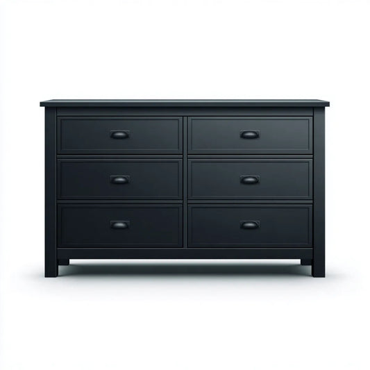 Komoda, Kasettiera 6 Czarne szuflady 140 x 45 x 90 cm w prostokątnym MDF