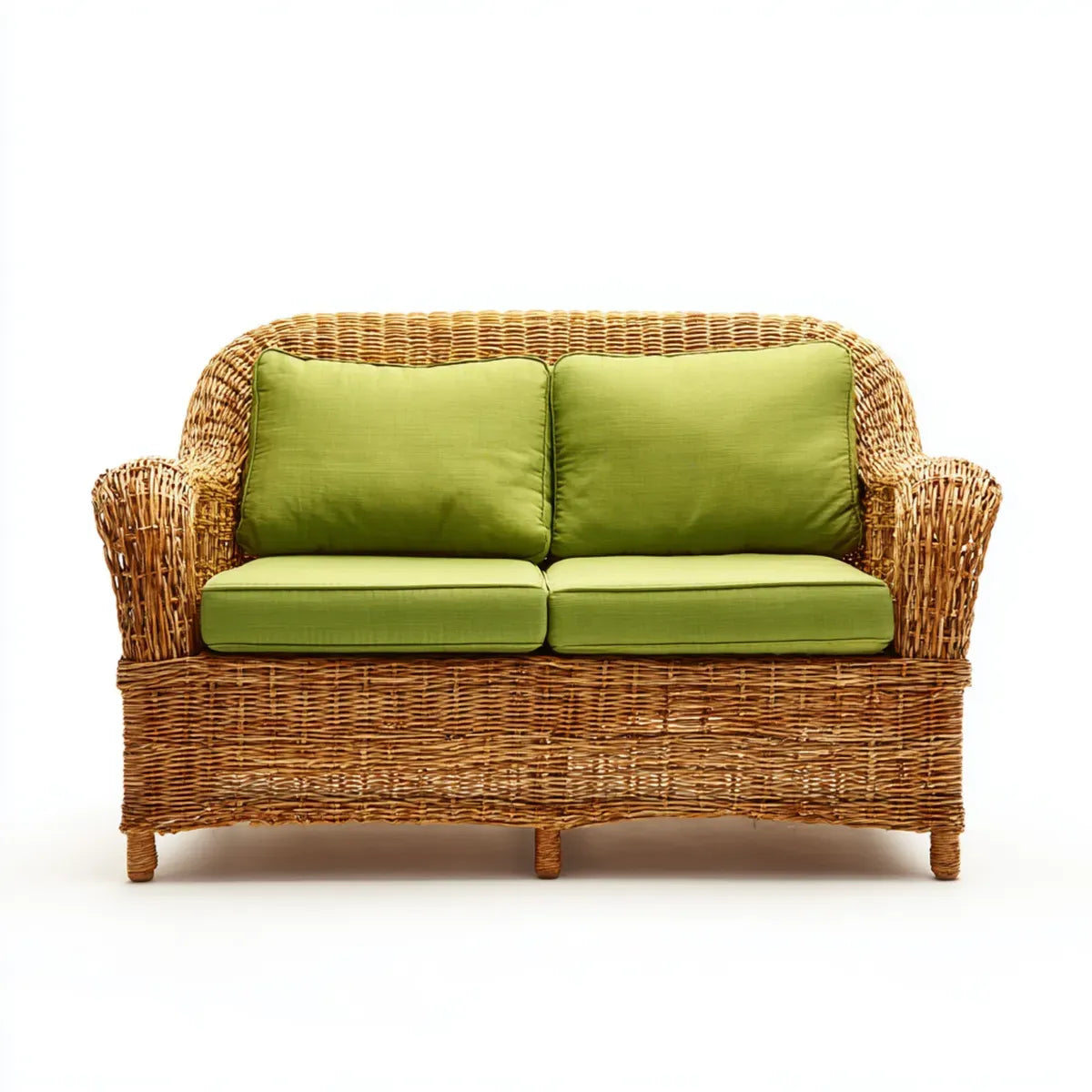 Sofa ogrodowa, 2-osobowy taras sofa naturalna zielona z wierzby siatka prostokątna 130 x 70 x 90 cm