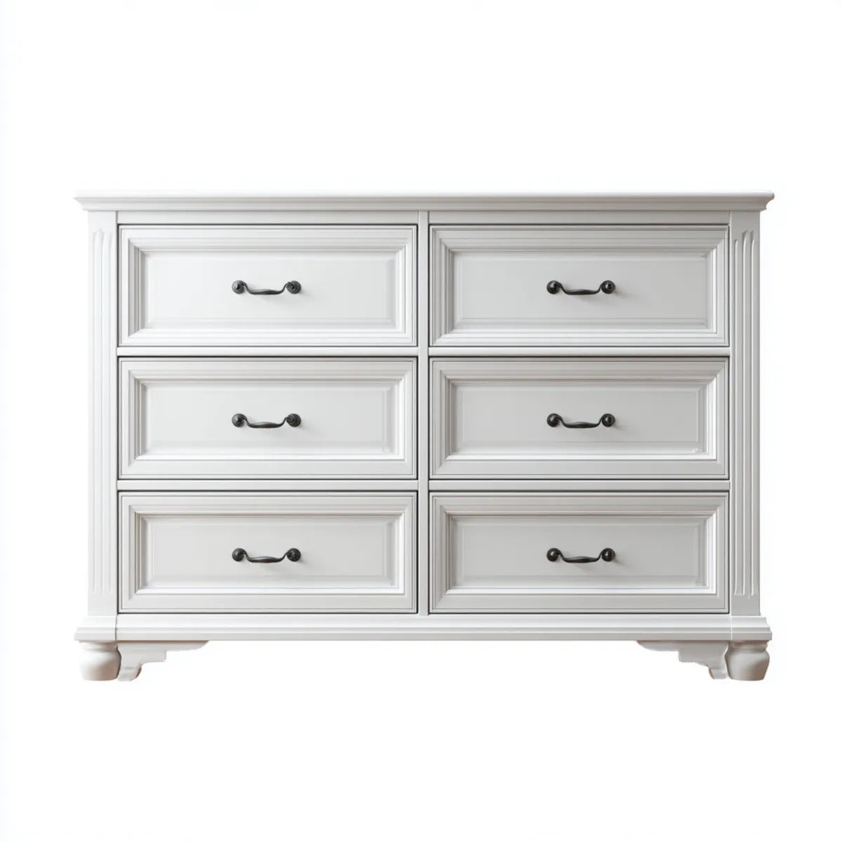 Komoda, Biała szuflada z 6 szufladami w prostokątnym MDF 150 x 45 x 90 cm