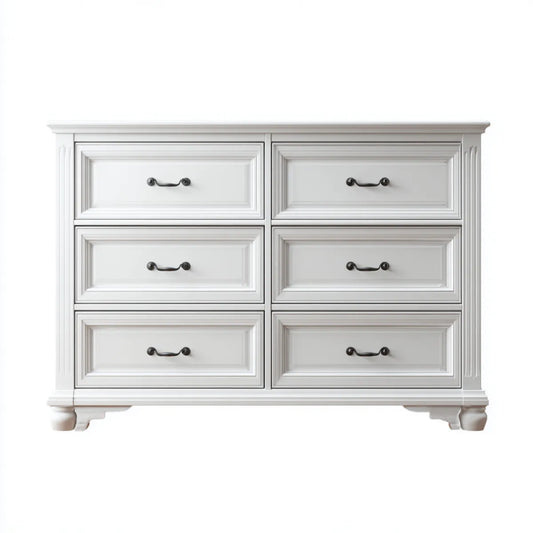 Komoda, Biała szuflada z 6 szufladami w prostokątnym MDF 150 x 45 x 90 cm