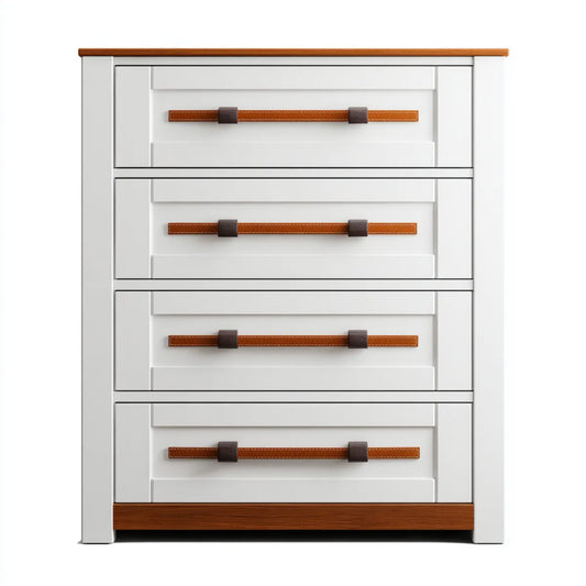 Komoda, 4 szuflady białe i brązowe MDF i prostokątna płyta wiórowa 80 x 40 x 100 cm
