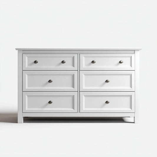 Komoda, 6 szuflady biały 140 x 45 x 90 cm MDF i prostokątna płyta wiórowa