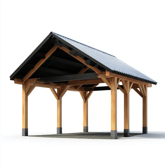 Altana lub pergola, Drewniany pawilon prostokątny charakter Czarny 400 x 300 cm drewno sosnowe z dachem siodła