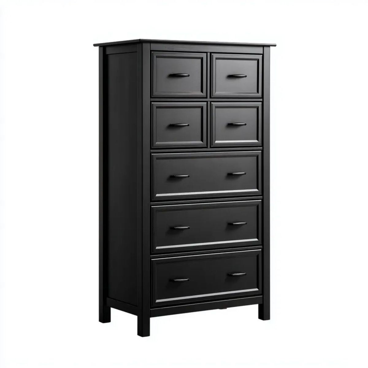 Komoda, Czarna wysoki komfort w MDF z 7 szufladami, 80 x 40 x 120 cm