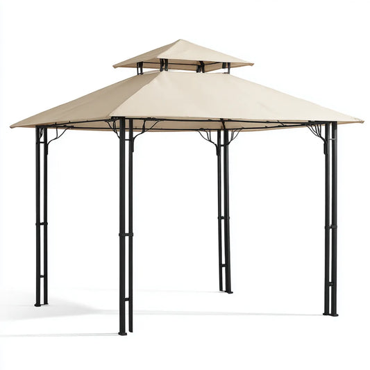 Altana lub pergola, Pawilon ogrodowy Beige 295 x 295 x 265 cm Steel Polyester Square