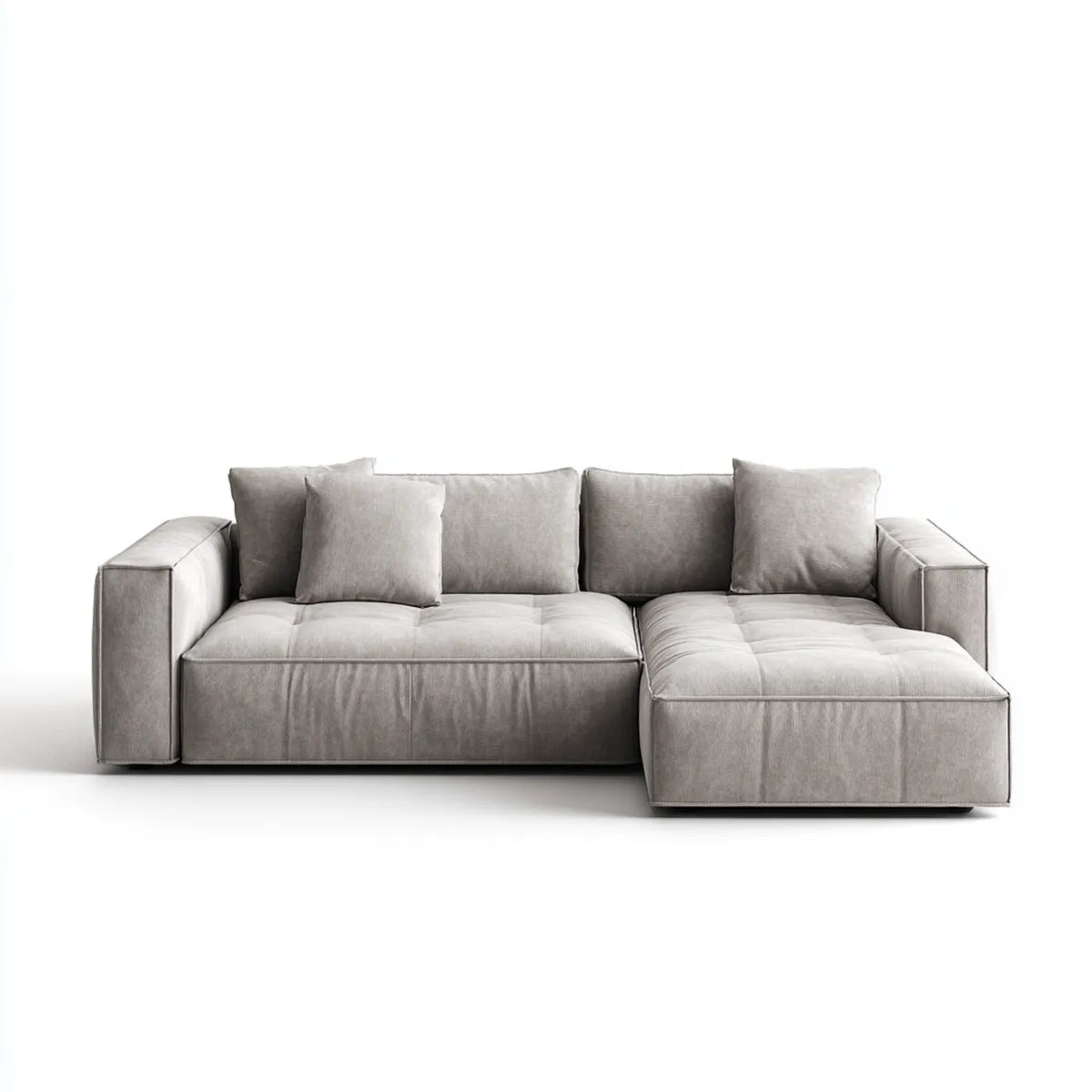 Sofa narożna z krzesełkiem o jasnym kolorze szarym 280 x 170 x 85 cm poliestrowa powłoka L