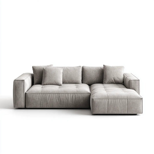Sofa narożna z krzesełkiem o jasnym kolorze szarym 280 x 170 x 85 cm poliestrowa powłoka L