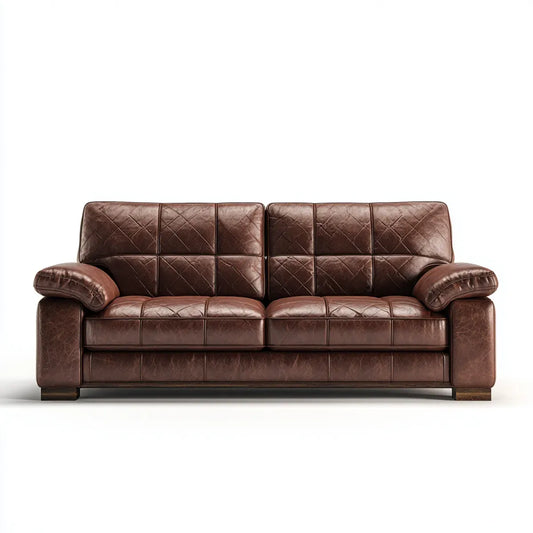 Sofa 2 brązowe skórzane fotele PU prostokątne pilotowane 180 x 90 x 95 cm