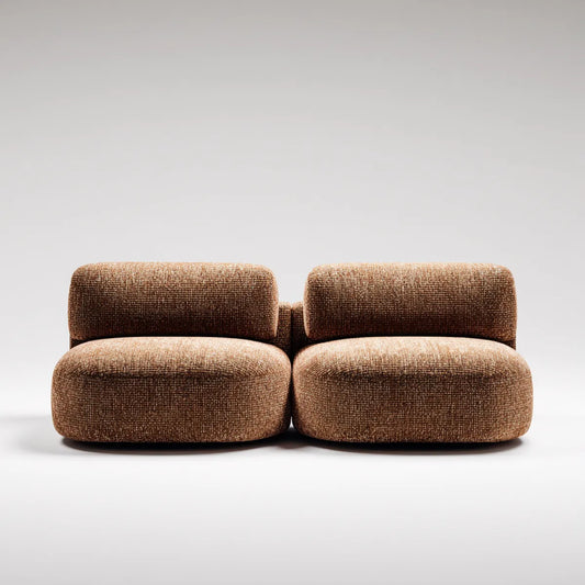 Sofa, Modułowa sofa 2 fotele brązowy poliester 180 x 95 x 70 cm