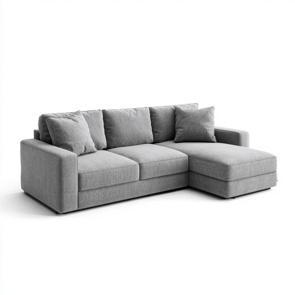 Sofa, Kanapa narożna z prawym szarym półwyspem 250 x 160 x 85 cm w kształcie poliestru L