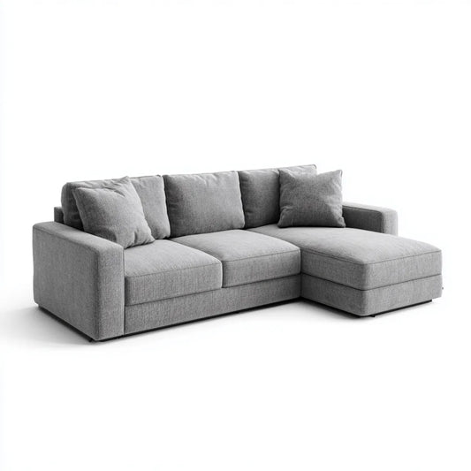Sofa, Kanapa narożna z prawym szarym półwyspem 250 x 160 x 85 cm w kształcie poliestru L