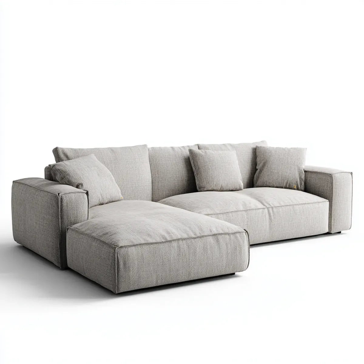 Sofa, Kanapa narożna z krzesełkiem z szarym hakiem 290 x 170 x 85 cm w poliestrowym 3 fotele