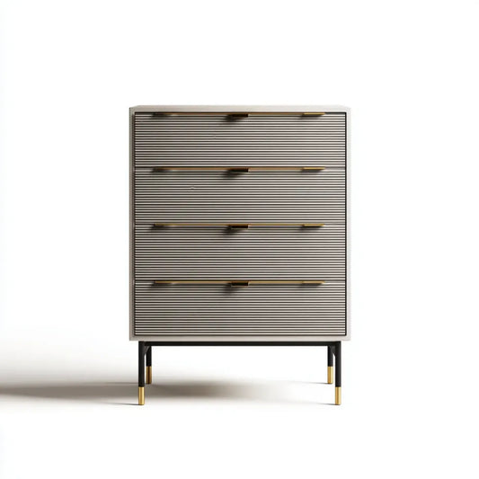 Komoda, Boxer 5 z kości słoniowej i czarne szuflady 80 x 40 x 120 cm w MDF i prostokątnej stali