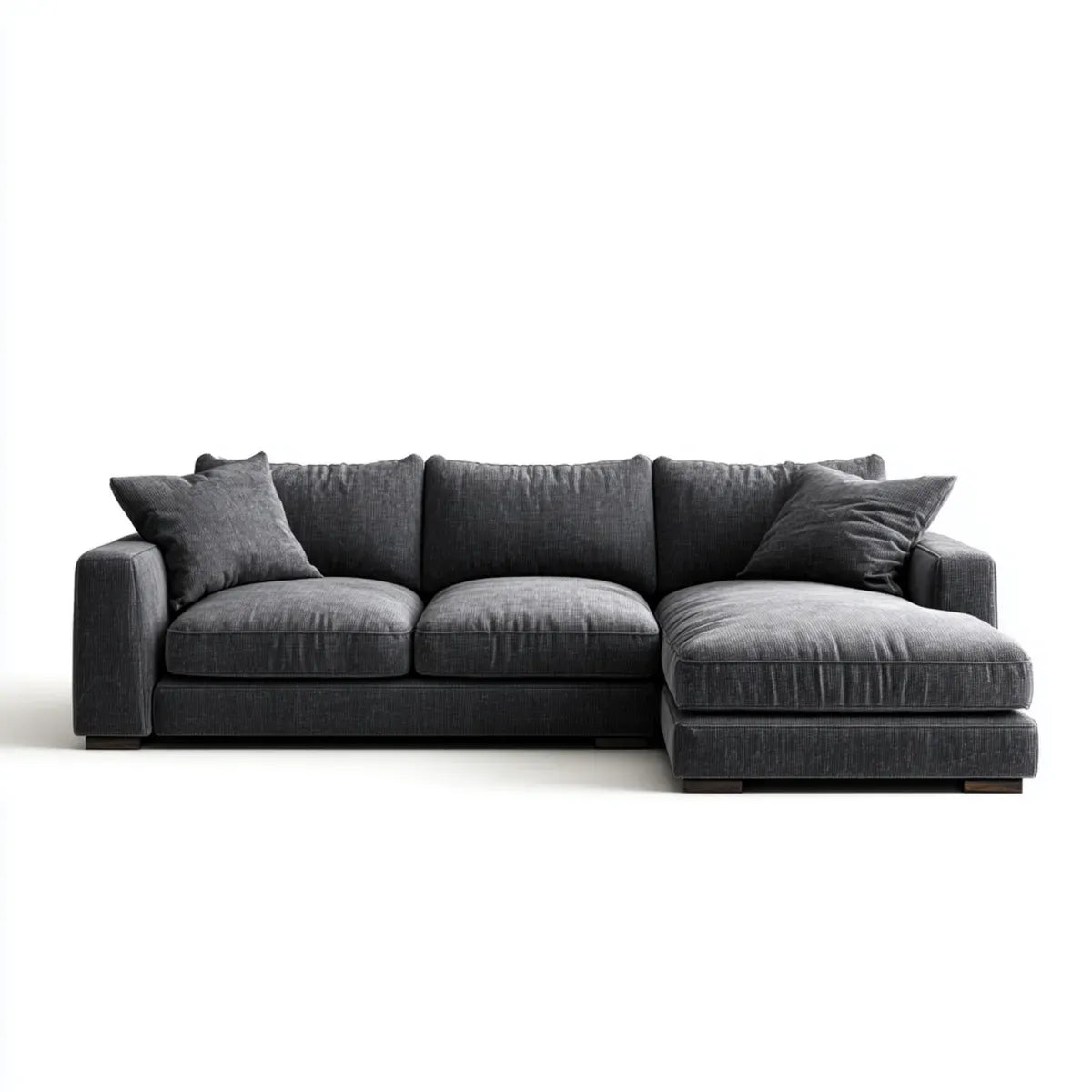 Sofa, Kanapa narożna z ciemnoszarym zwrotnikiem 280 x 170 x 85 cm poliestrowy kształt L