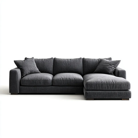 Sofa, Kanapa narożna z ciemnoszarym zwrotnikiem 280 x 170 x 85 cm poliestrowy kształt L