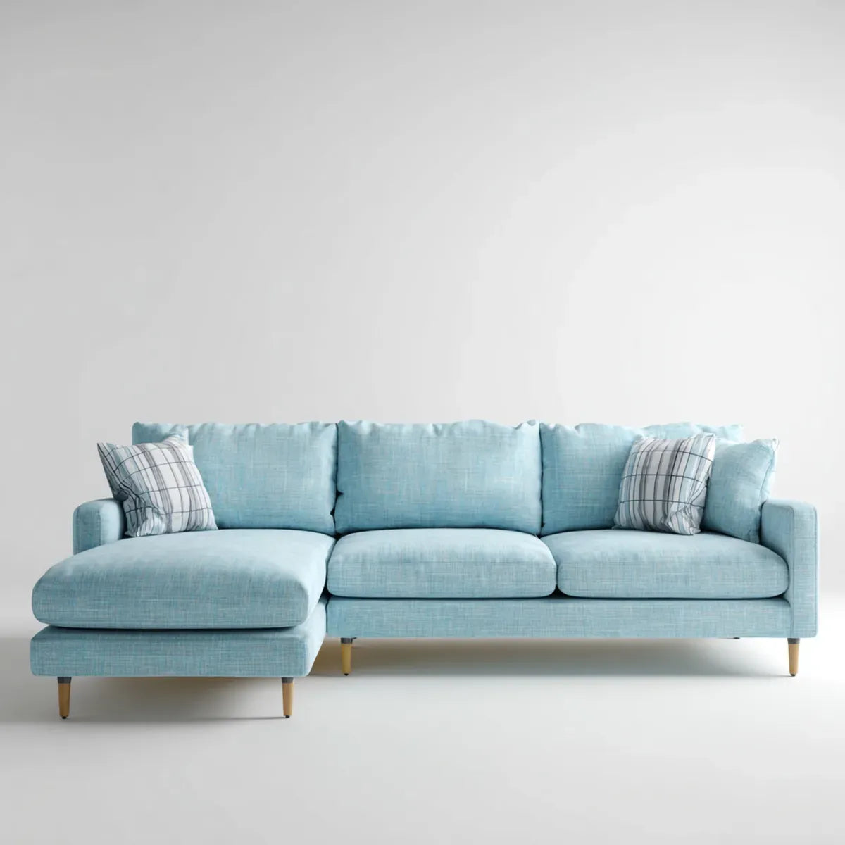 Sofa, Kanapa narożna z jasnoniebieskim dzbankiem 230 x 150 x 85 cm poliestrowy prostokątna