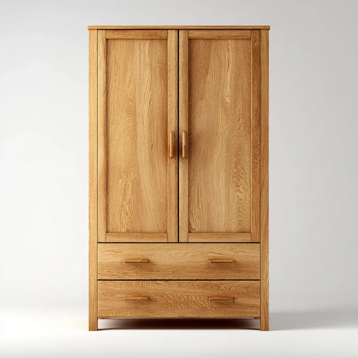 Szafa Dąb naturalny naturalna 100 x 55 x 200 cm lite drewno prostokątne z 2 drzwiami i 2 szufladami