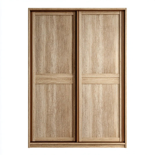 Szafa z 2 drzwiami przesuwnymi Dach jasny 120 x 60 x 200 cm drewniany materiał prostokątna