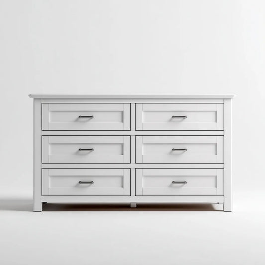 Komoda, 6 szuflady biały prostokątna MDF szuflada 120 x 40 x 80 cm