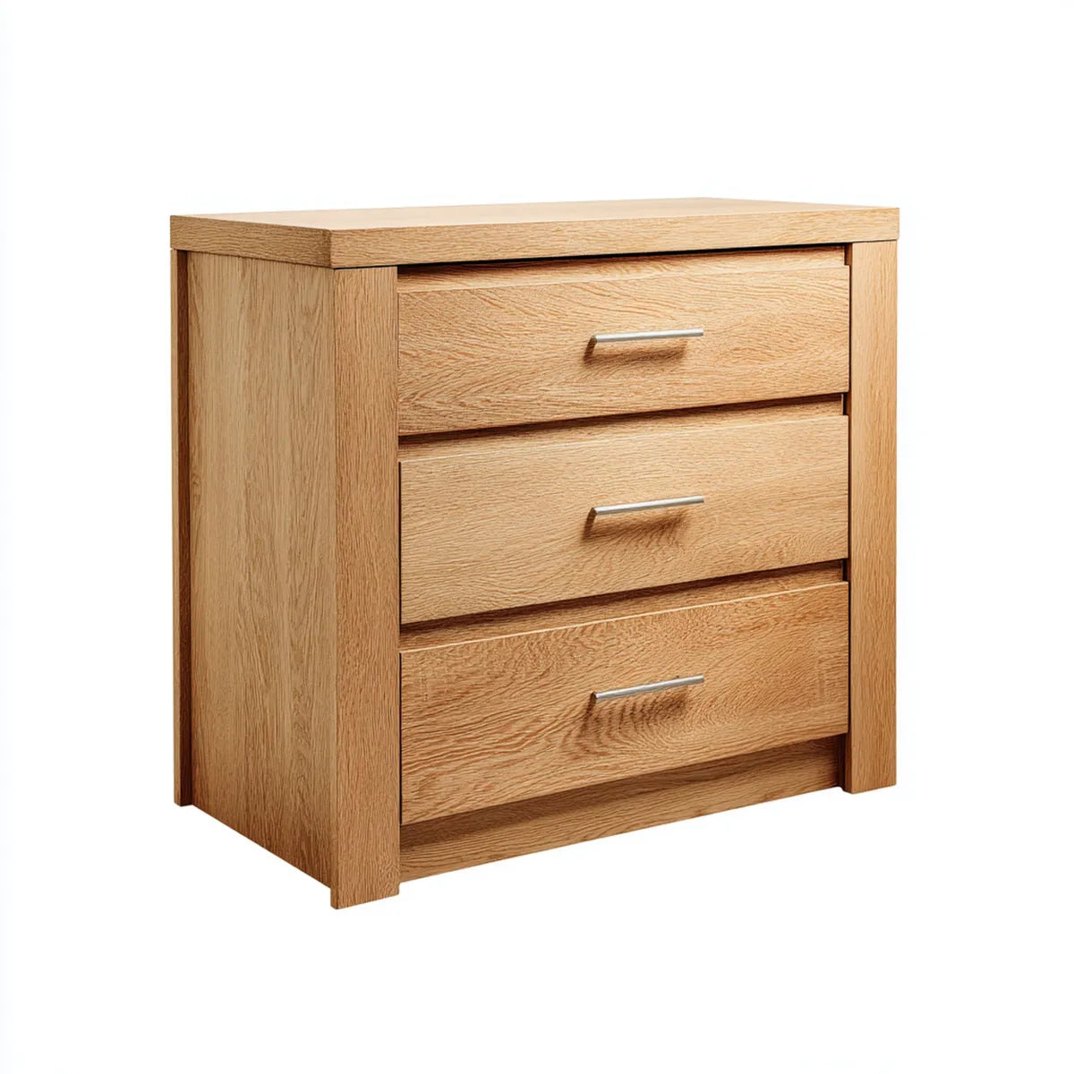 Komoda, 3 szuflady z dębu naturalnego 60 x 40 x 70 cm fornir MDF z dębu prostokątnego