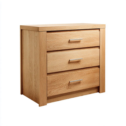 Komoda, 3 szuflady z dębu naturalnego 60 x 40 x 70 cm fornir MDF z dębu prostokątnego