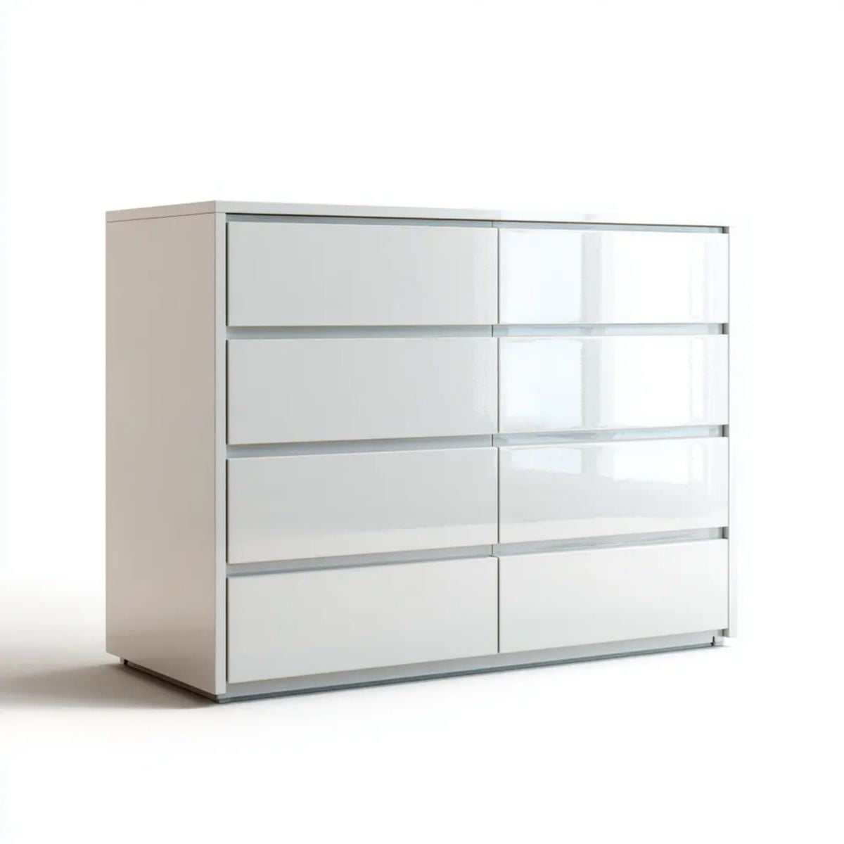 Komoda, Biała komfort z 8 szuflad w desce wiórowej cząstek stałych 120 x 40 x 90 cm