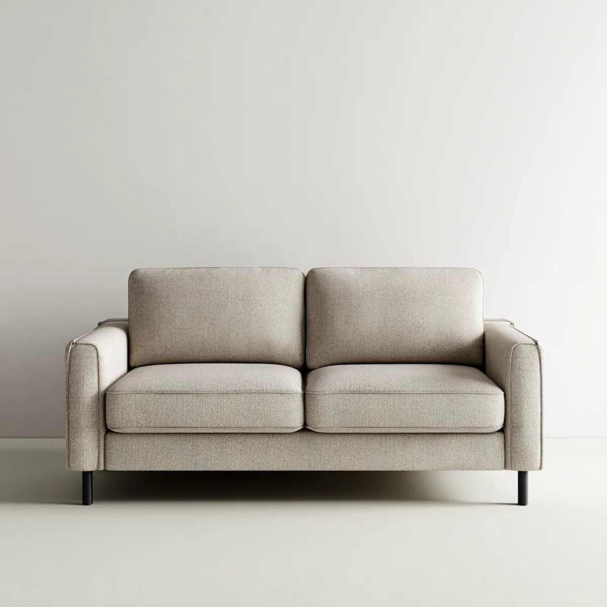 Sofa 2 beżowe fotele 160 x 85 x 82 cm w poliestrze z nóżkami w kształcie prostokątnym