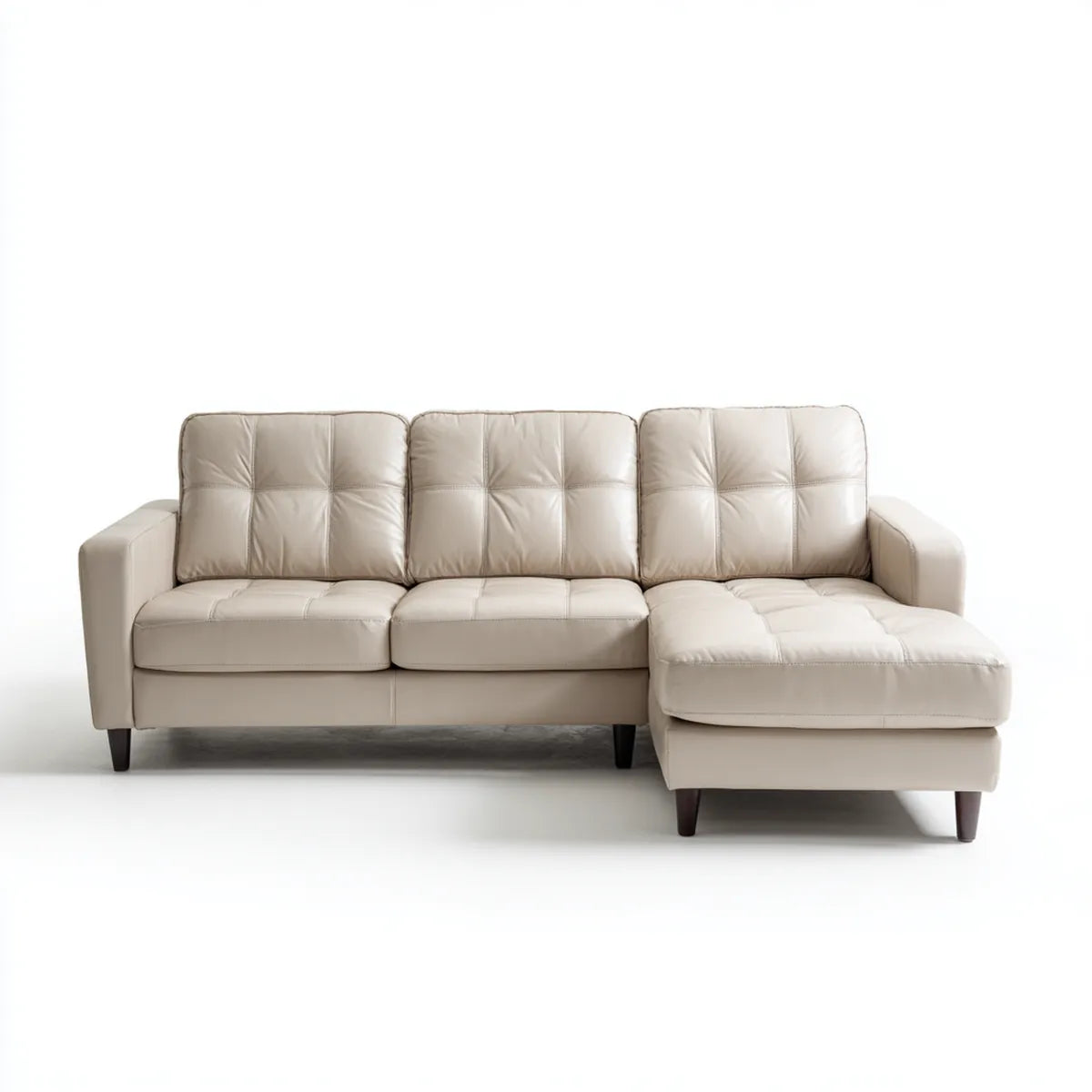 Sofa, Kanapa narożna 3 fotele w skórzanej PU a L z krzesełkiem z prawej strony 250 x 160 x 85 cm