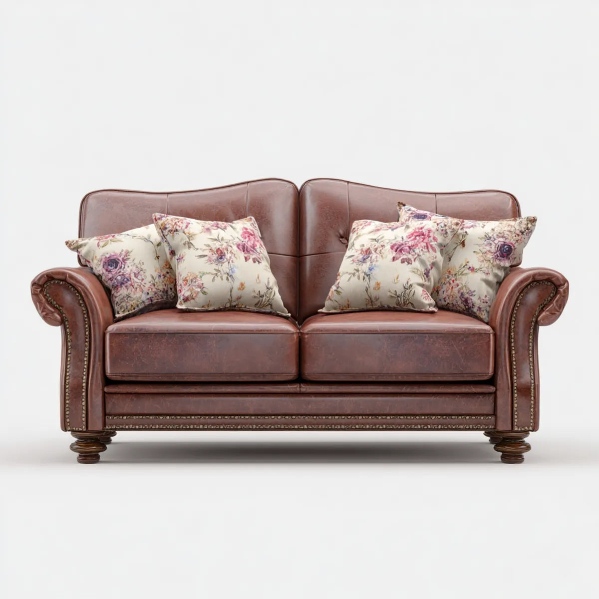 Sofa 2 brązowe siedzenia 170 x 90 x 95 cm ze skóry syntetycznej prostokątnej PU