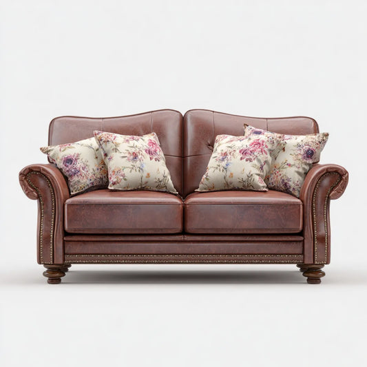 Sofa 2 brązowe siedzenia 170 x 90 x 95 cm ze skóry syntetycznej prostokątnej PU