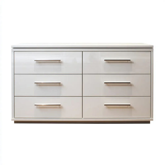 Komoda, Biała szafka MDF z 6 szufladami, 160 x 45 x 85 cm
